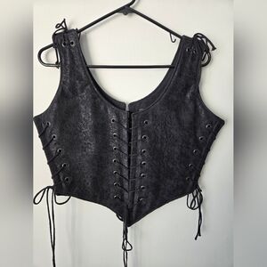 Floral Lace Corset Bustier Vest Top Renaissance Goth Whimsygoth